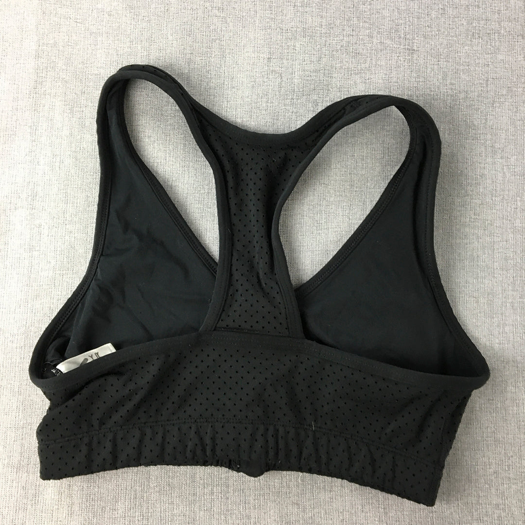 Rockwear Womens Sports Bra Size 12 Black Zip Cropped Top