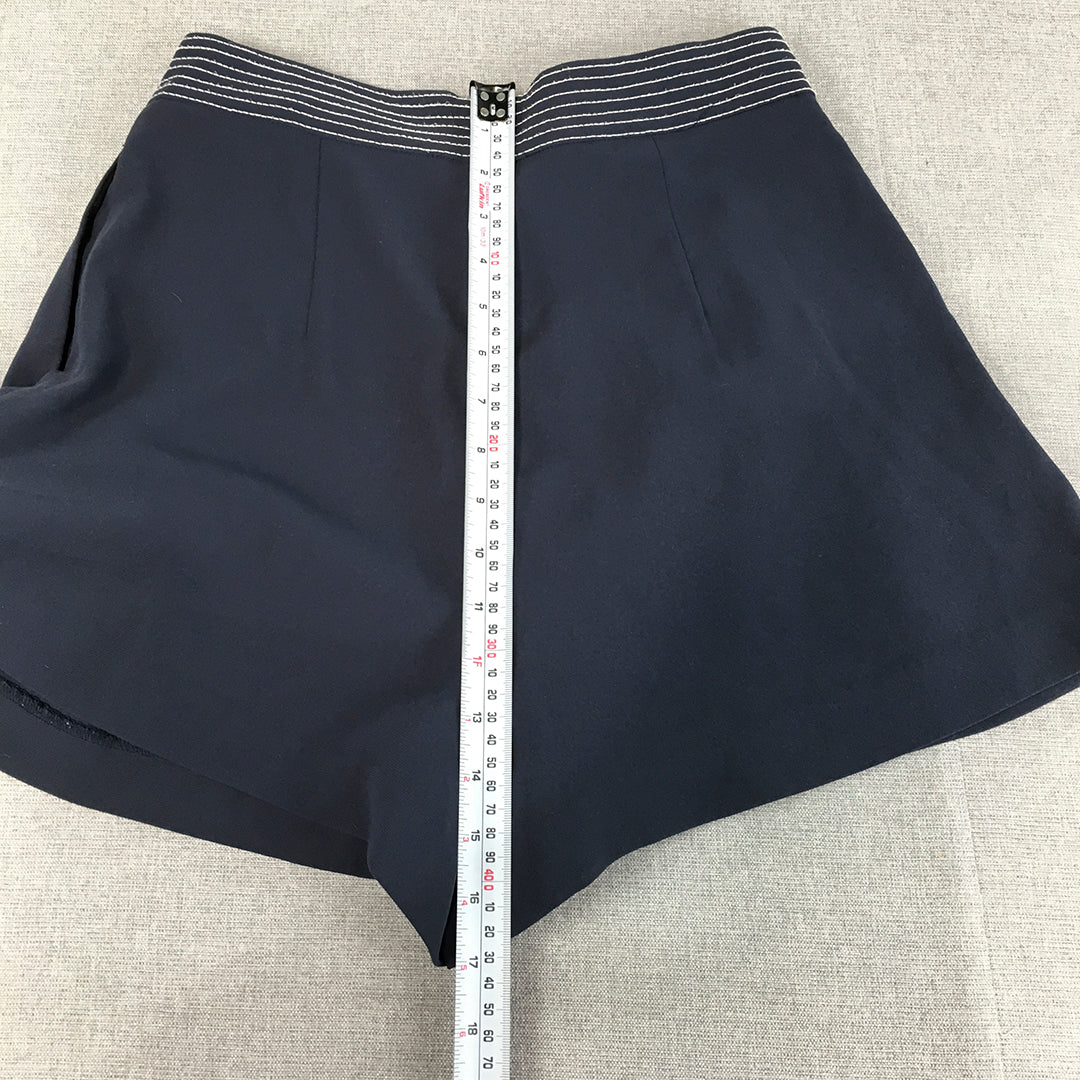 Urban Revivo Womens Shorts Size 12 Blue Pleated Bermuda