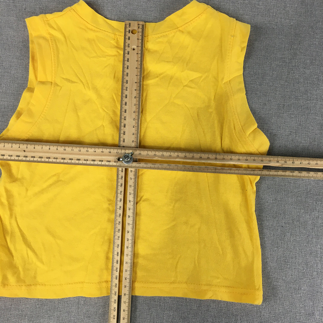 Comme Ca Womens Tank Top SIze S Yellow Chopper Cropped Sleeveless Shirt