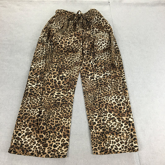 Malibu Womens Pants Size 14 Brown Cheetah Print Elastic Waist