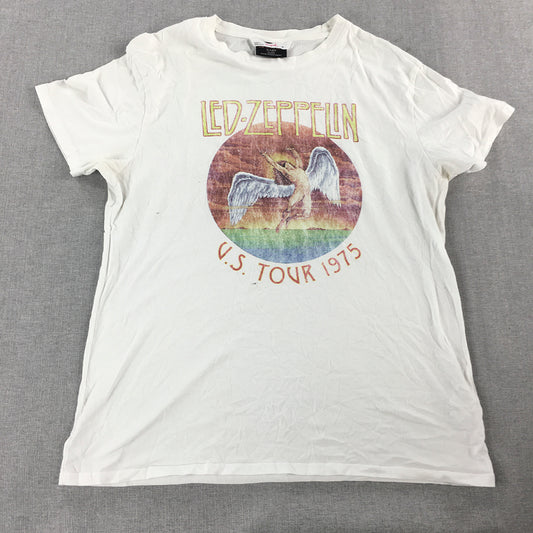 Led Zeppelin Womens T-Shirt Size M White Short Sleeve Rock Band