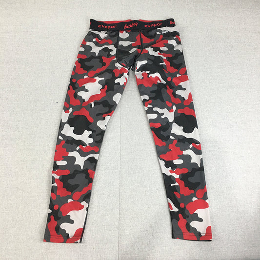 Eastbay Mens Leggings Size XL Red Grey Camo Workout Gym Running