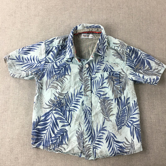 Ma'vie Kids Boys Hawaiian Shirt Size 4 - 6 Years Blue Short Sleeve Button-Up