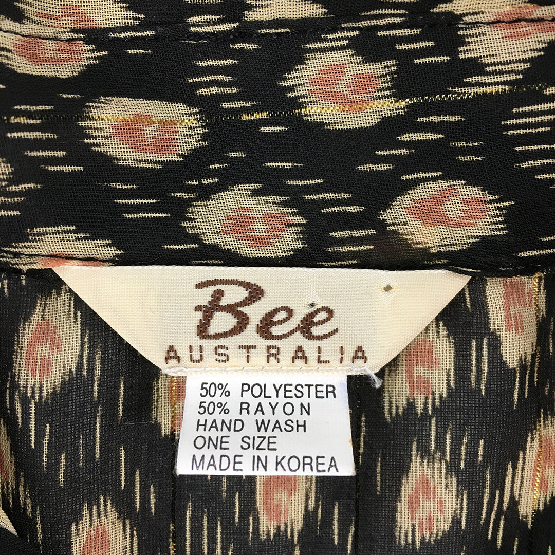 Vintage Bee Australia Womens Shirt One-Size Black Yellow Dot Button-Up