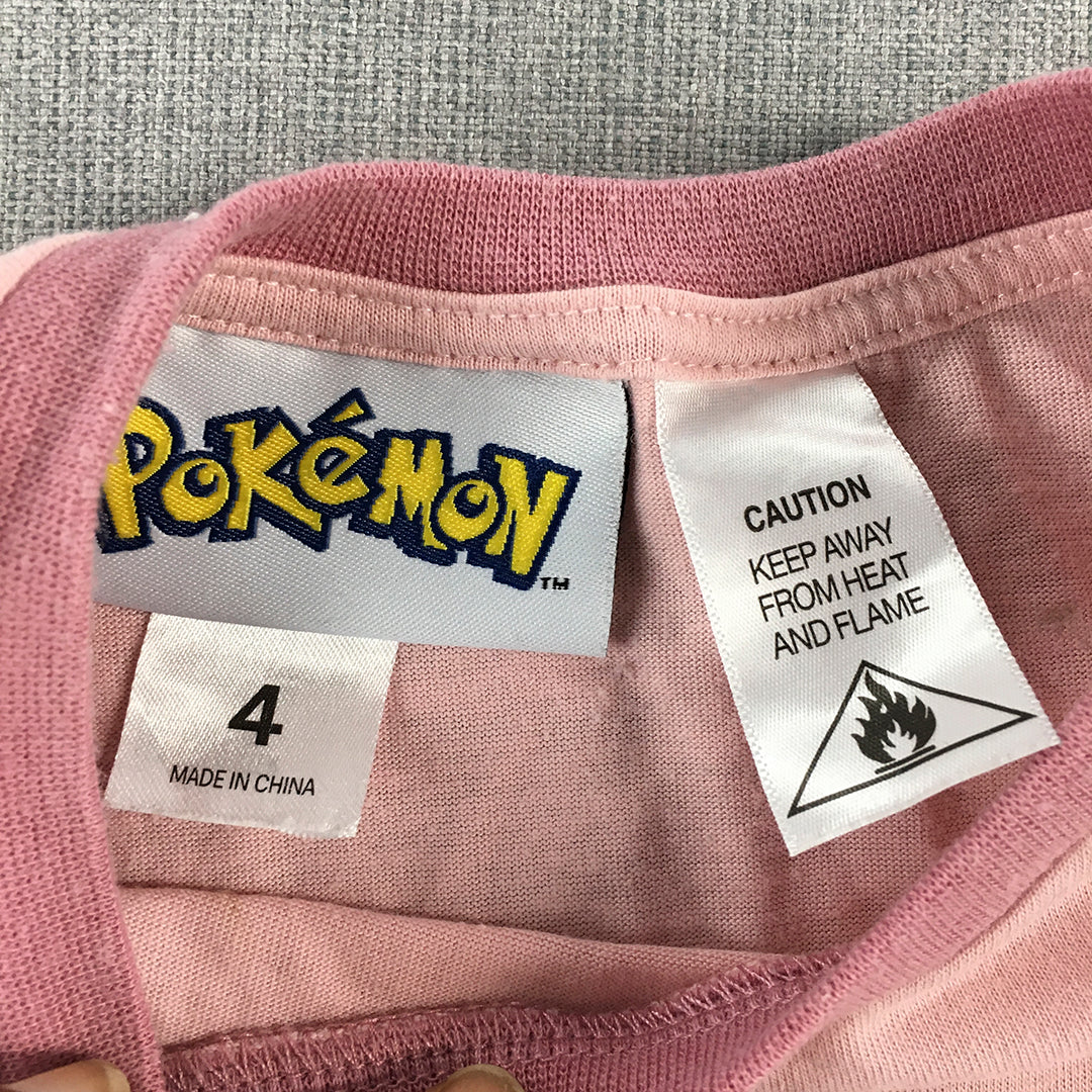 Pokemon Pikachu Kids Girls Top Size 4 Pink Long Sleeve Pullover Shirt