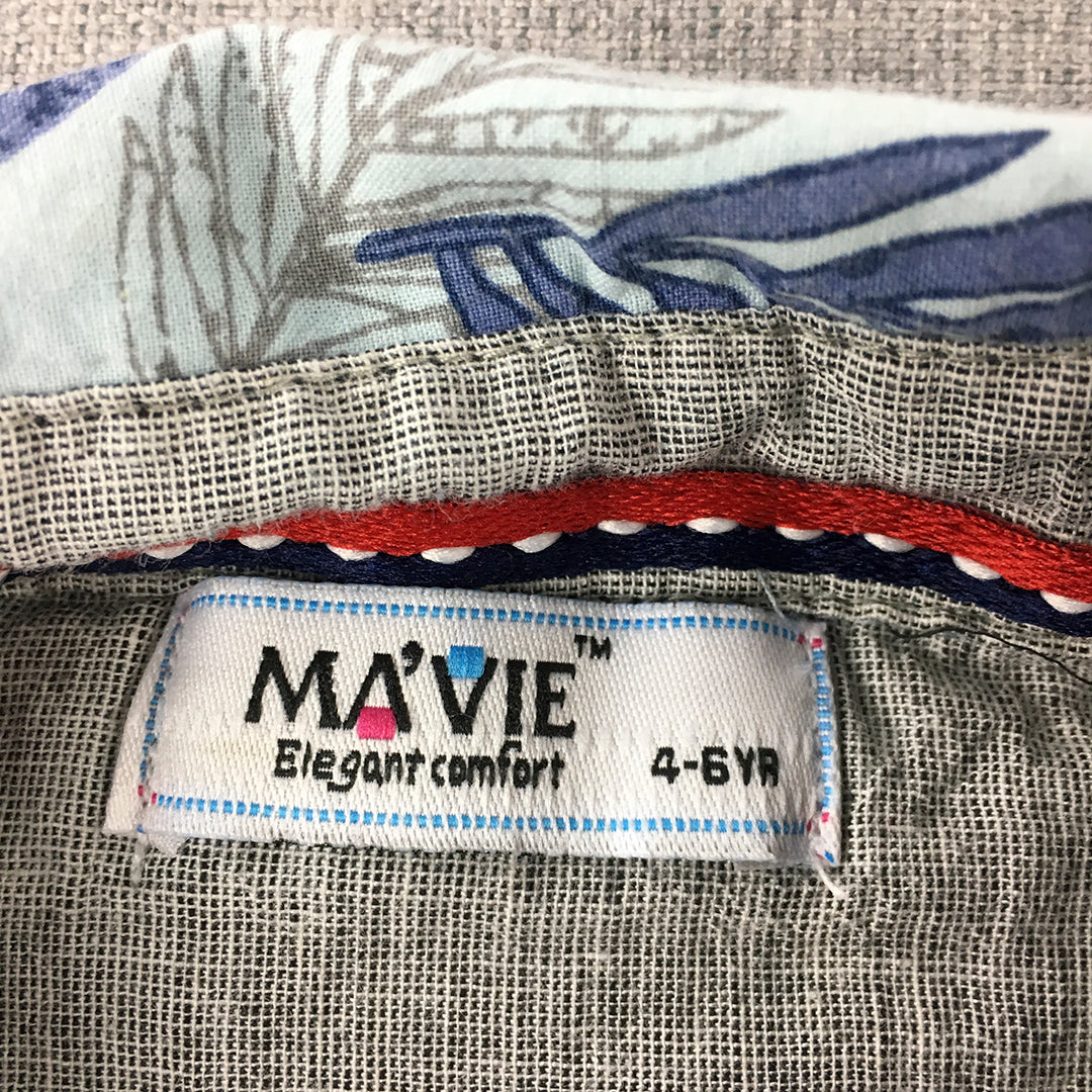 Ma'vie Kids Boys Hawaiian Shirt Size 4 - 6 Years Blue Short Sleeve Button-Up