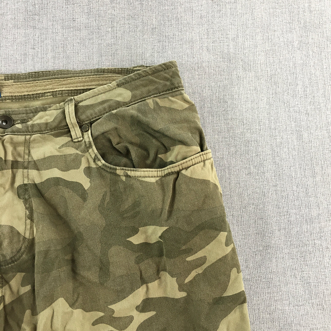 Zara Mens Shorts Size 34 Brown Green Camo Pockets