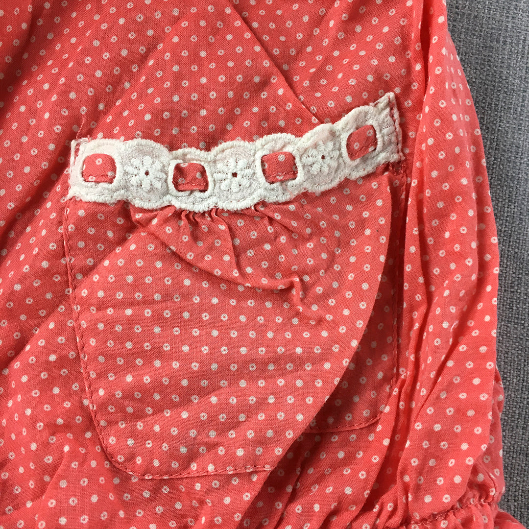 Heritage Kids Girls Top Youth Size L (12 - 14 Years) Pink Polka Dot Lace