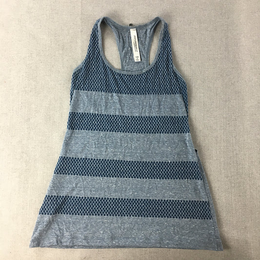 Lorna Jane Womens Tank Top Size S Blue Striped Sleeveless Singlet Shirt