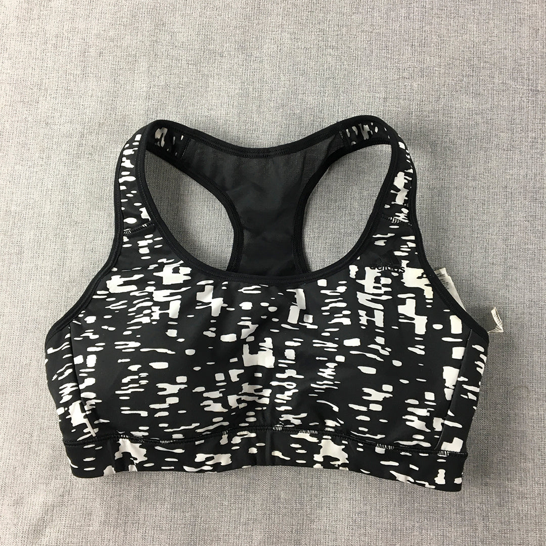 Adidas Womens Sports Bra Size S Black White Dot Sleeveless Cropped Top