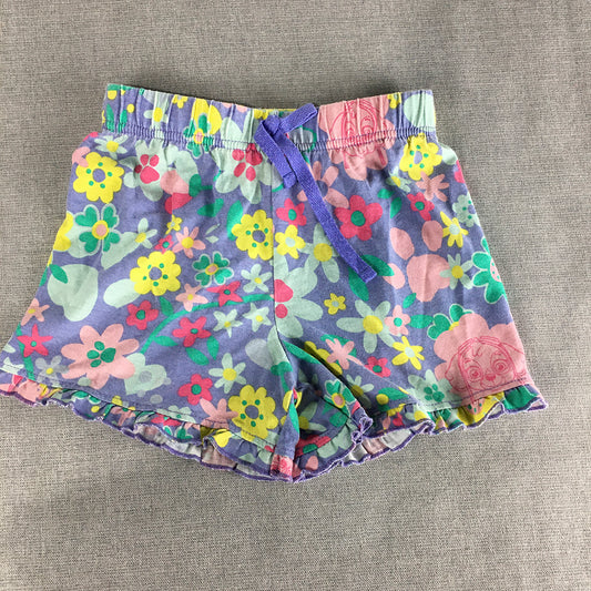 Paw Patrol Kids Girls Shorts Size 4 Purple Floral Drawstring