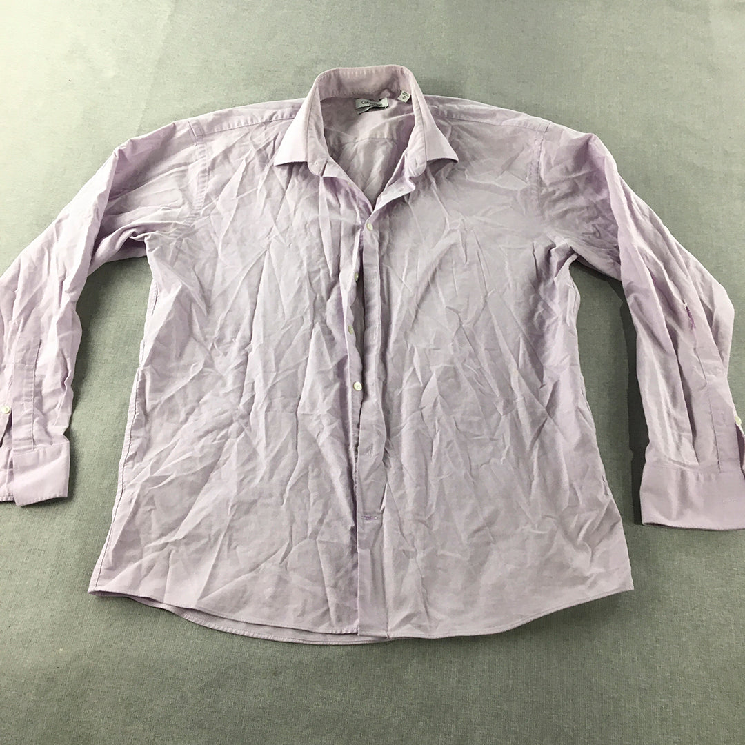 Calvin Klein Mens Shirt Size XL Slim Fit Long Sleeve Button-Up Collared Pink