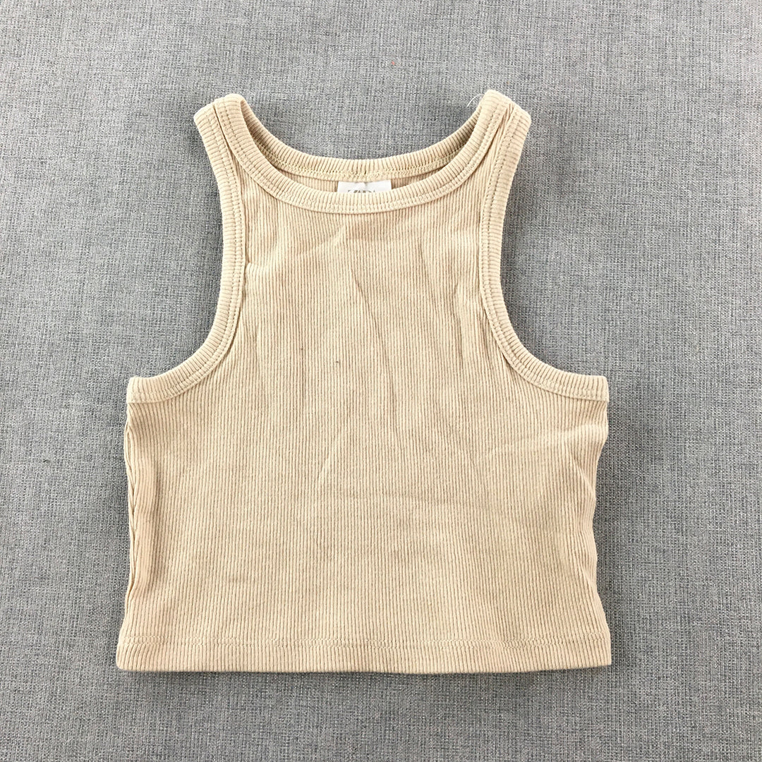 Zara Kids Girls Knit Tank Top Size 6 Light Brown Sleeveless Stretch Fabric Shirt