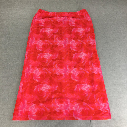 Luck & Trouble Womens Maxi Skirt Size 16 Red Pink Floral A-Line