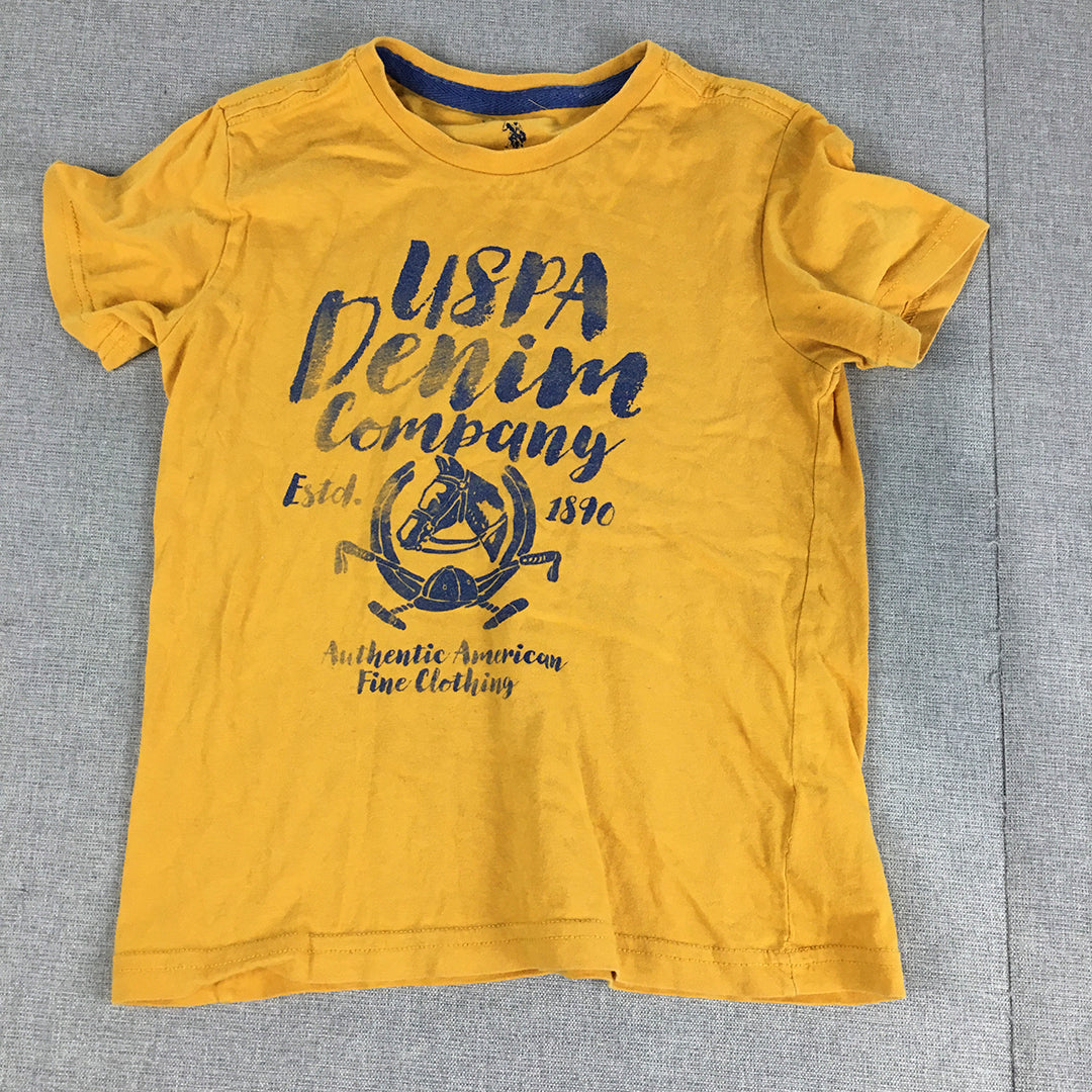 U.S. Polo Assn. Kids Boys T-Shirt Youth Size S (8 - 10 Years) Yellow Big Logo