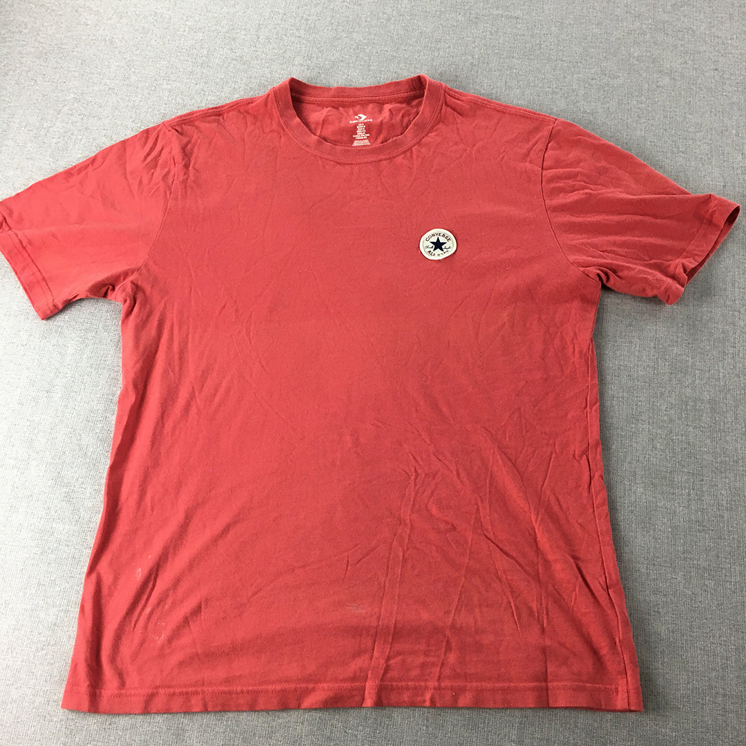 Converse All-Star Mens T-Shirt Size S Red Embroidered Logo Crew Neck Tee