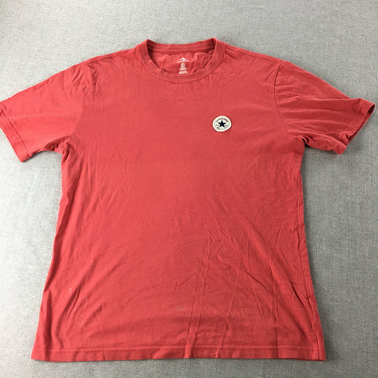 Converse All-Star Mens T-Shirt Size S Red Embroidered Logo Crew Neck Tee