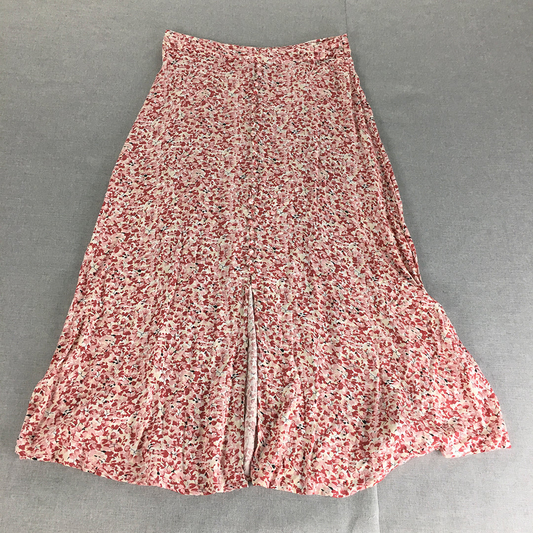 Only Neon & Nylon Womens A-Line Skirt Size L Red White Floral