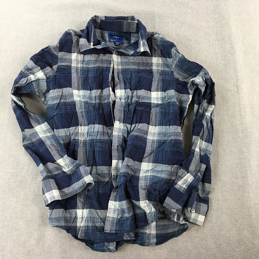 Apt. 9 Mens Shirt Size M Slim Fit Blue Checkered Button-Up Premier Flex