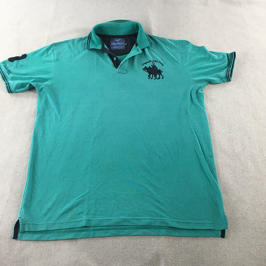 DXI Jeans Mens Polo Shirt Size 2XL Blue Big Pony Logo Collared Rugby