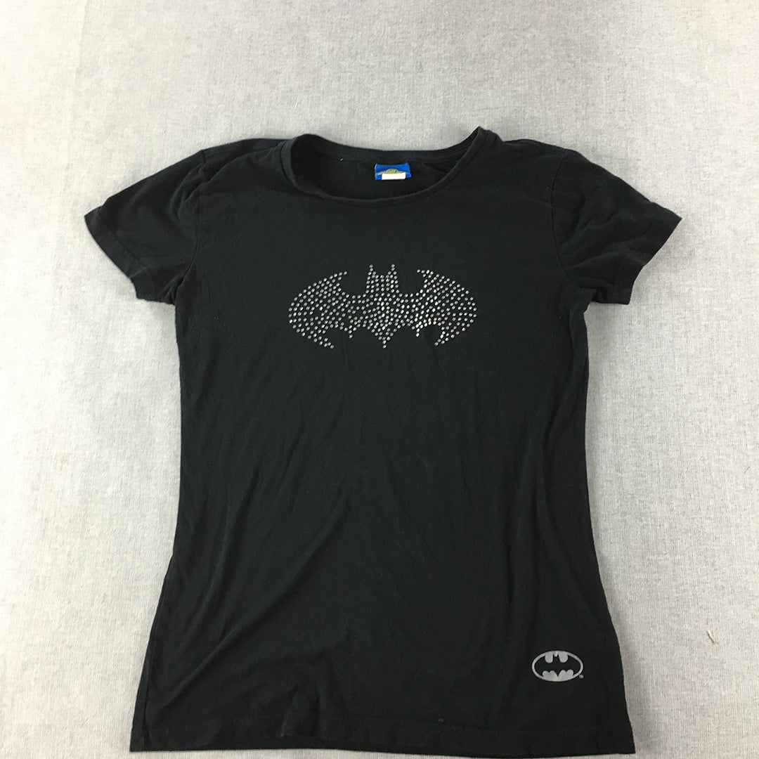 WB Movie World Gold Coast Australia Womens T-Shirt Size L Black Batman Diamante