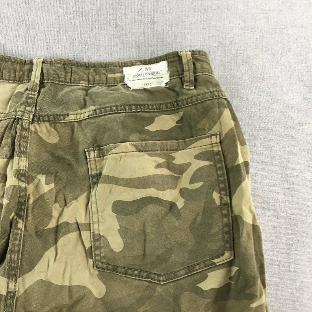 Zara Mens Shorts Size 34 Brown Green Camo Pockets