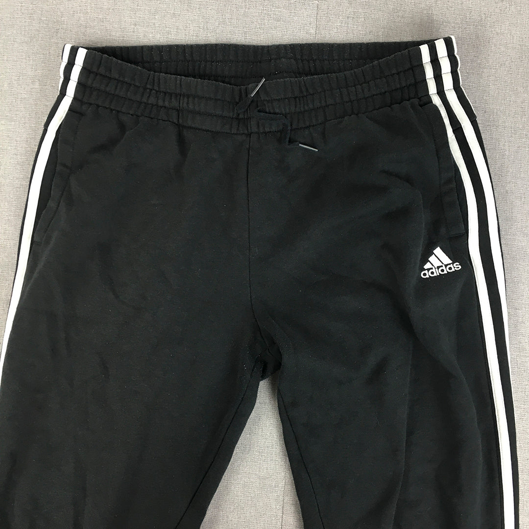 Adidas Mens Tracksuit Pants Size L Black Logo Pockets Drawstring Jogger