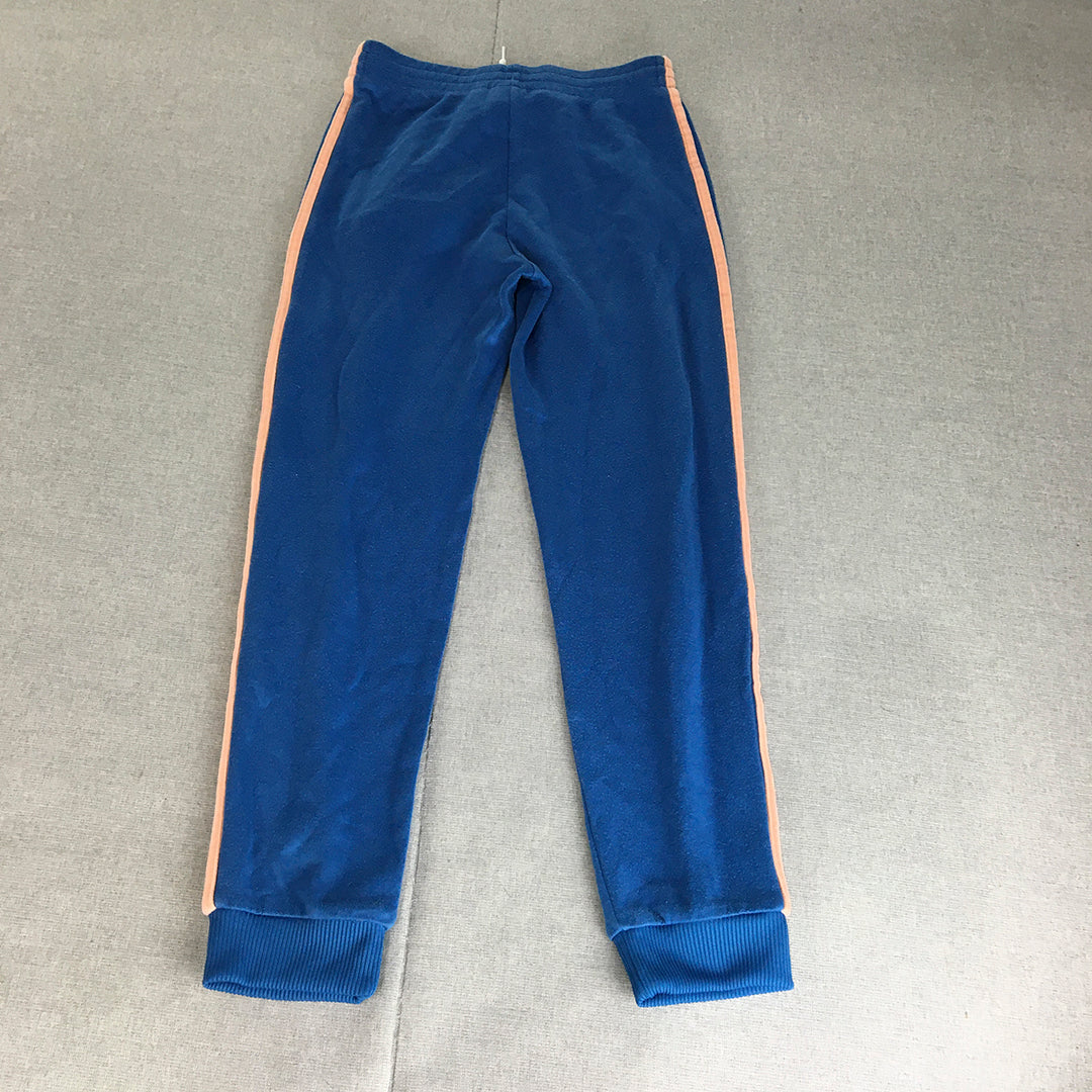 Adidas Kids Girls Tracksuit Pants Youth Size M (11 - 12 Years) Blue Pink Striped