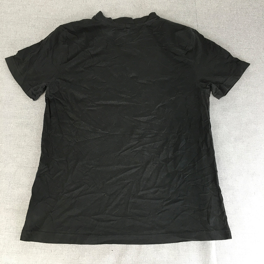 H&M Mens T-Shirt Size M Black Gold Guestlist Short Sleeve Tee