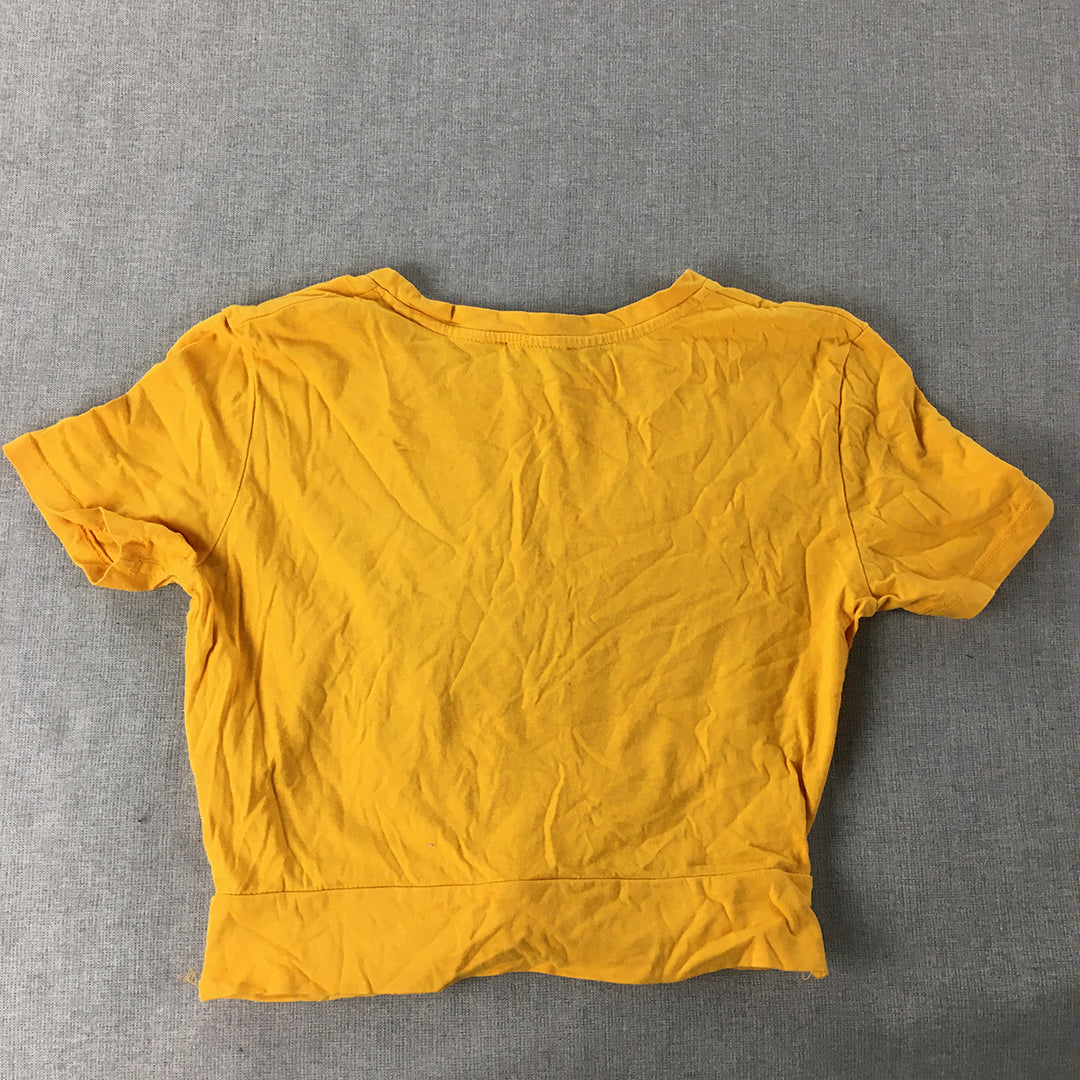 Zara Womens Cropped Top Size M Yellow Short Sleeve Crew Neck T-Shirt