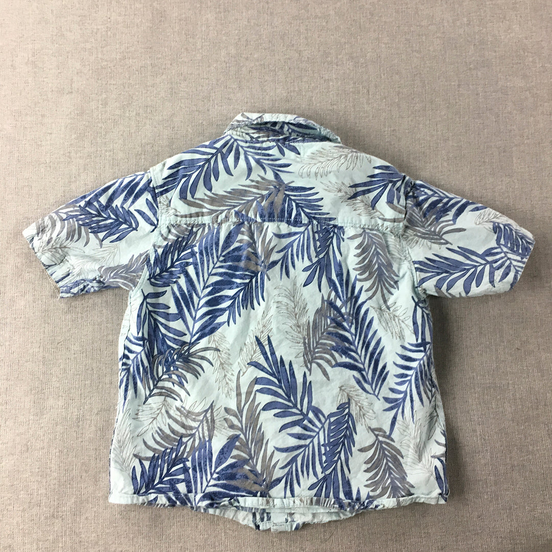 Ma'vie Kids Boys Hawaiian Shirt Size 4 - 6 Years Blue Short Sleeve Button-Up