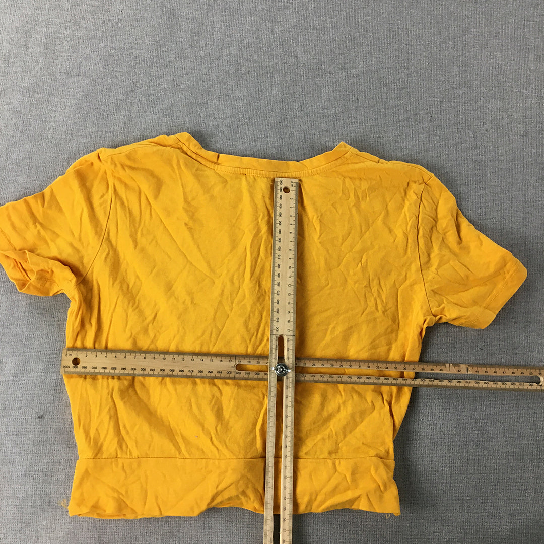 Zara Womens Cropped Top Size M Yellow Short Sleeve Crew Neck T-Shirt