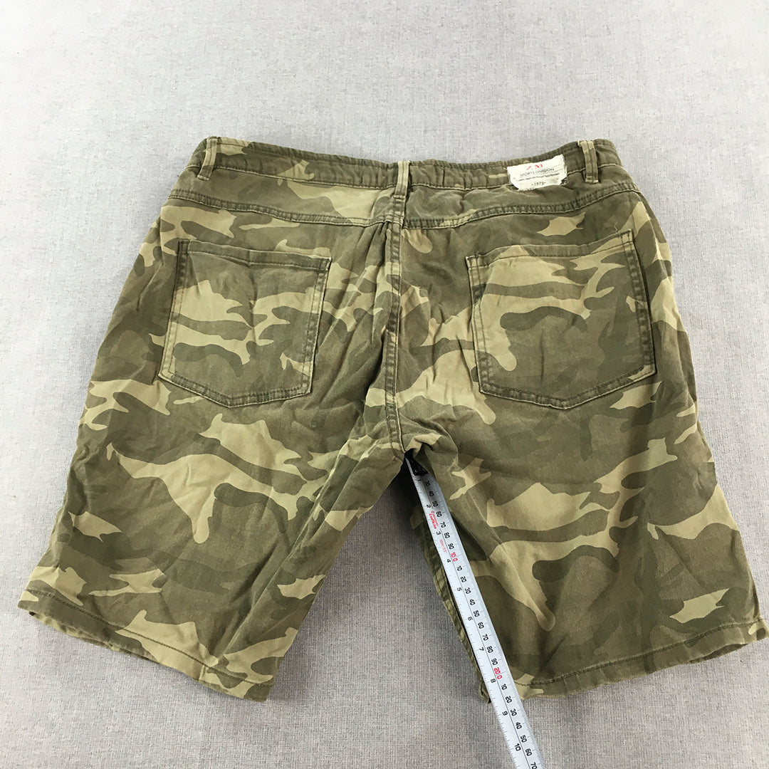 Zara Mens Shorts Size 34 Brown Green Camo Pockets