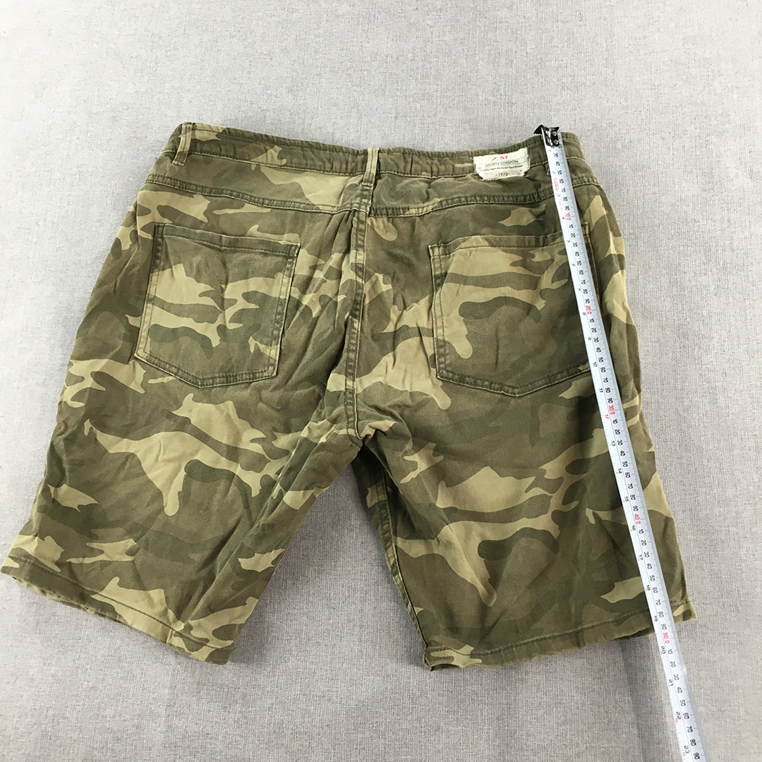 Zara Mens Shorts Size 34 Brown Green Camo Pockets