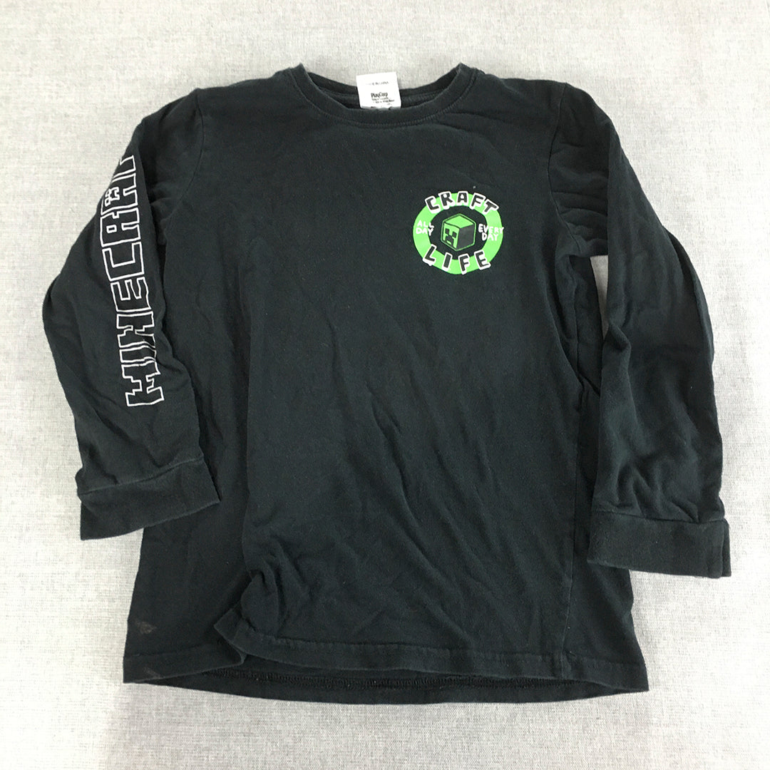 Minecraft Kids Boys Shirt Size 8 Black Long Sleeve Creeper Mojang Pullover