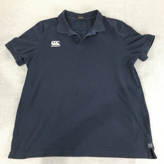 Canterbury Mens Polo Shirt Size 2XL Navy Blue Logo Collared Rugby