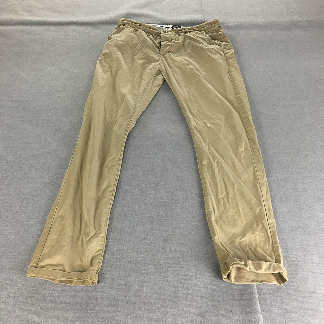 Lee Riders Mens Chino Pants Size 32 Brown Straight Trousers