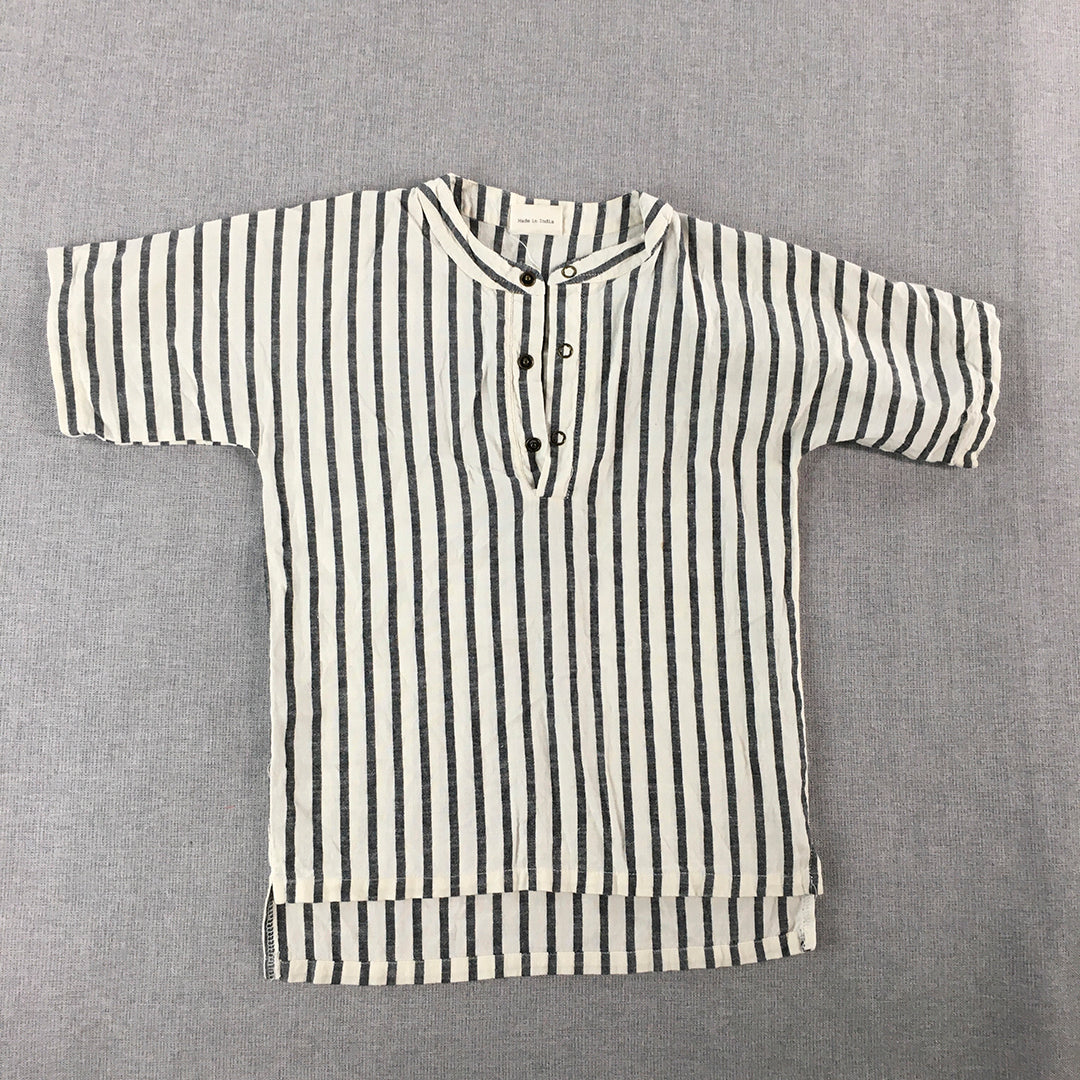 Turtledove London Kids Top Size 5 - 6 Years Grey White Striped Shirt