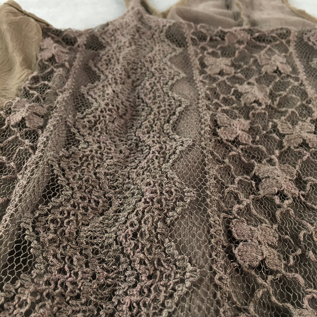 Lily Whyt Womens Mini Dress Size 10 Brown Sleeveless Floral Lace