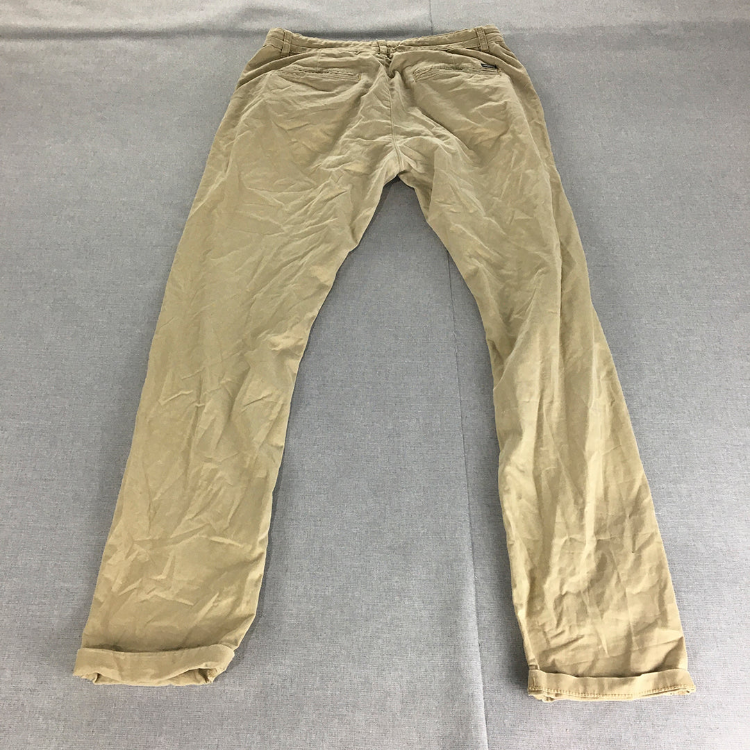 Lee Riders Mens Chino Pants Size 32 Brown Straight Trousers