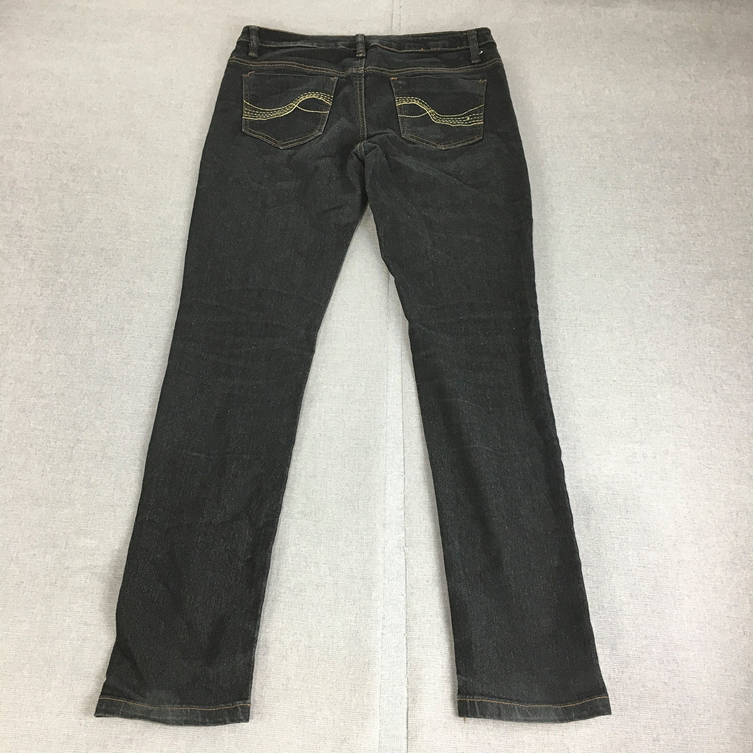 Studio Blues Womens Skinny Jeans Size 10 (W30 x L30) Black Dark Wash Stretch