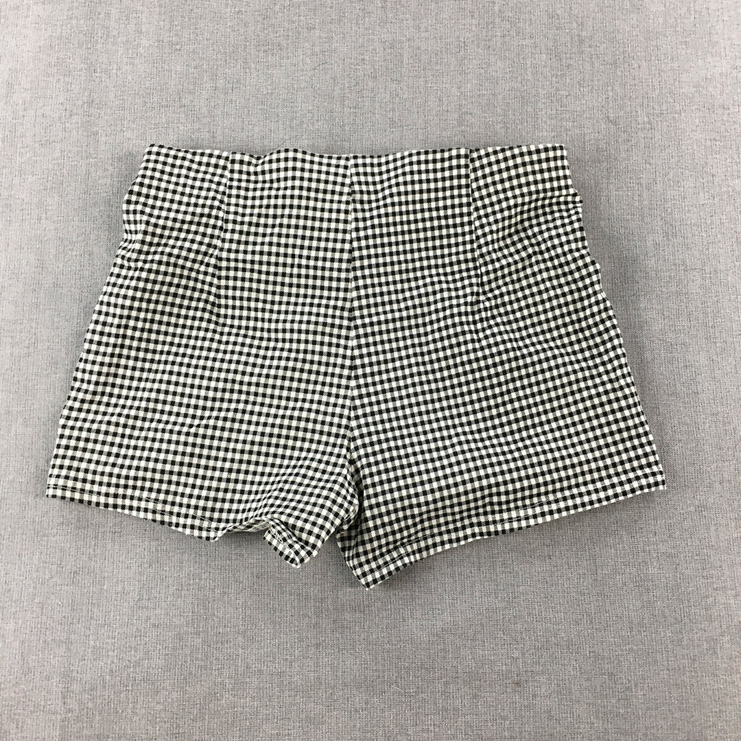 Valleygirl Womens Shorts Size 8 Black White Checkered Elastic Waist