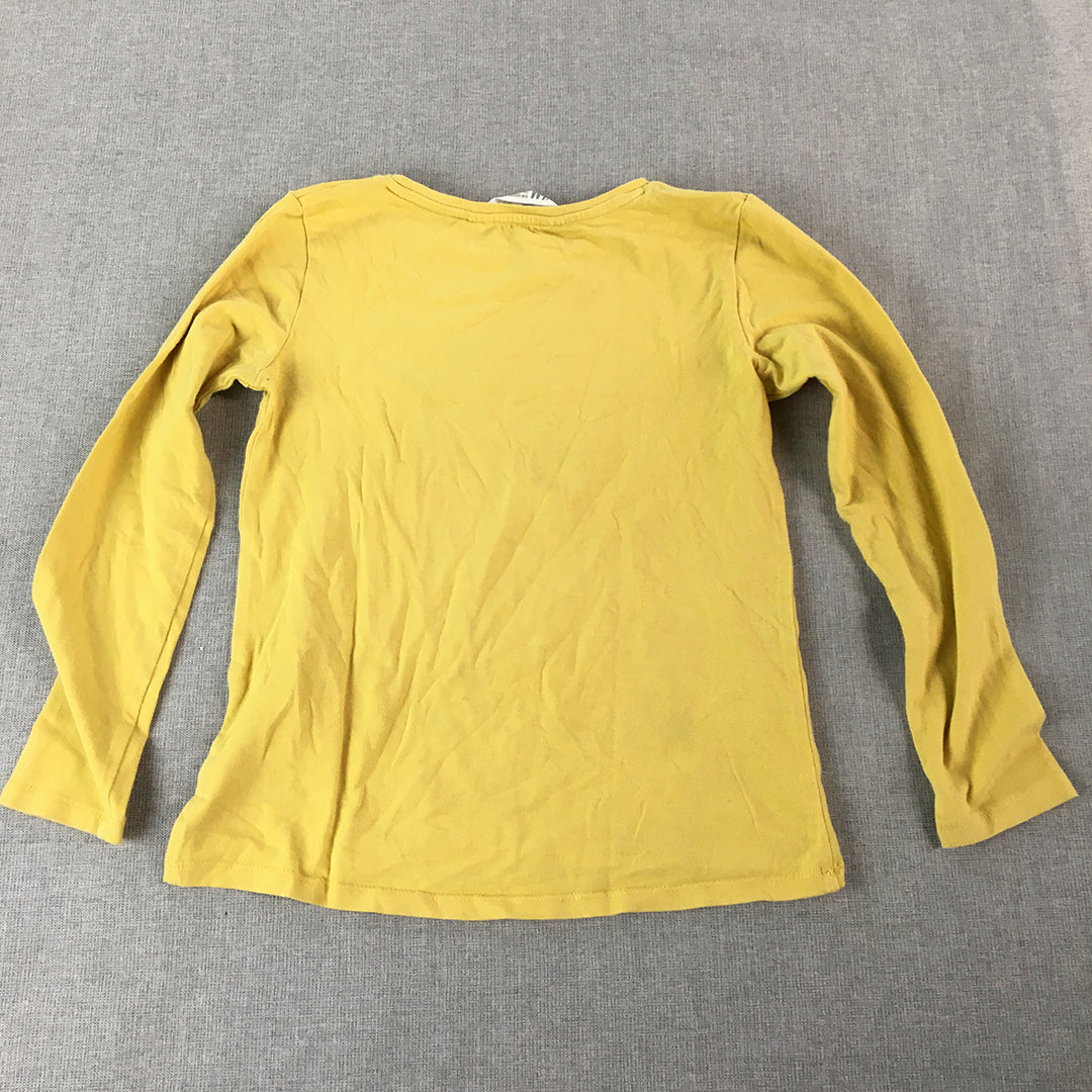 H&M Kids Girls Top Size 7 - 8 Years Yellow Pony Horse Long Sleeve Pullover Shirt