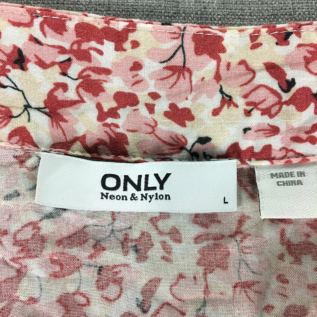 Only Neon & Nylon Womens A-Line Skirt Size L Red White Floral