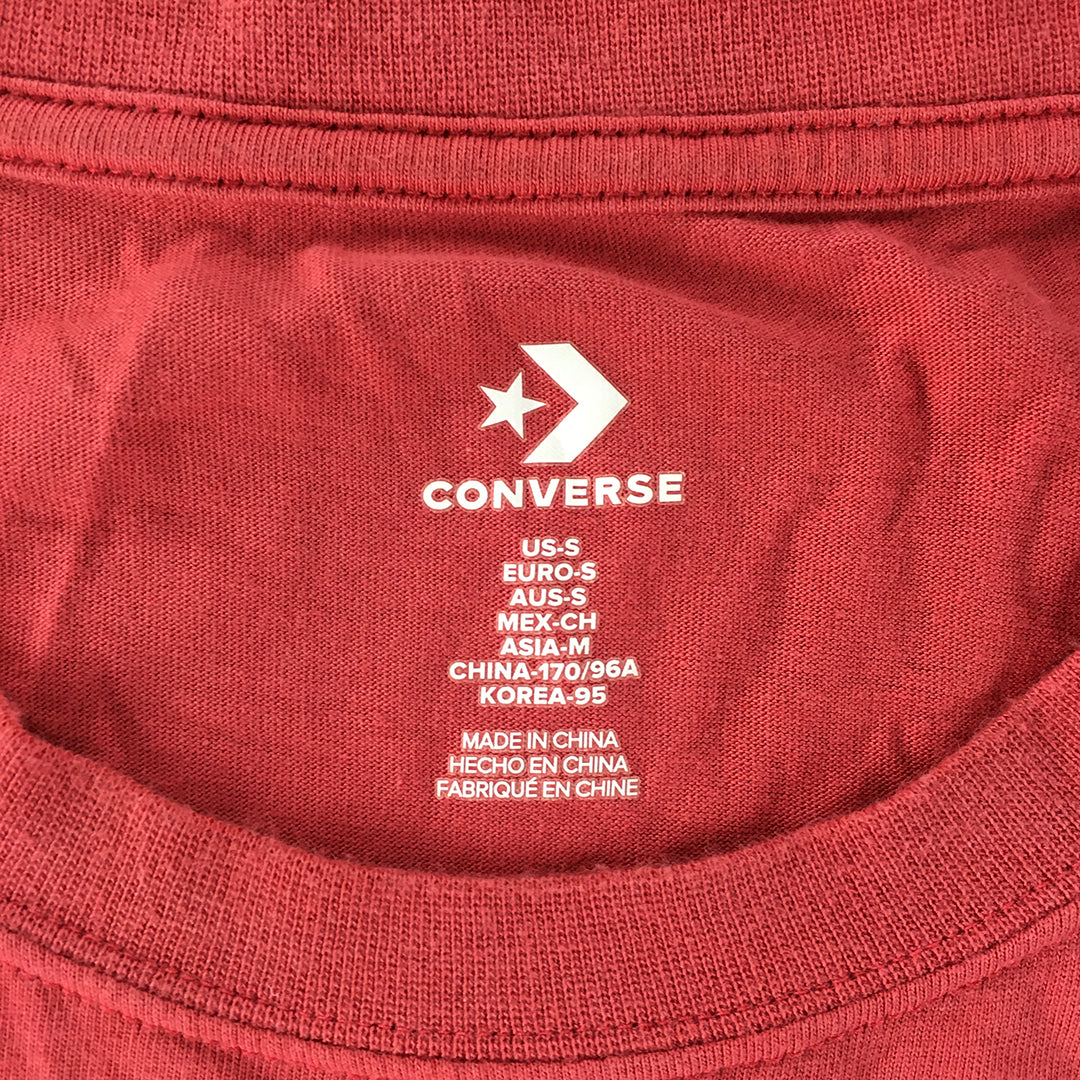 Converse All-Star Mens T-Shirt Size S Red Embroidered Logo Crew Neck Tee