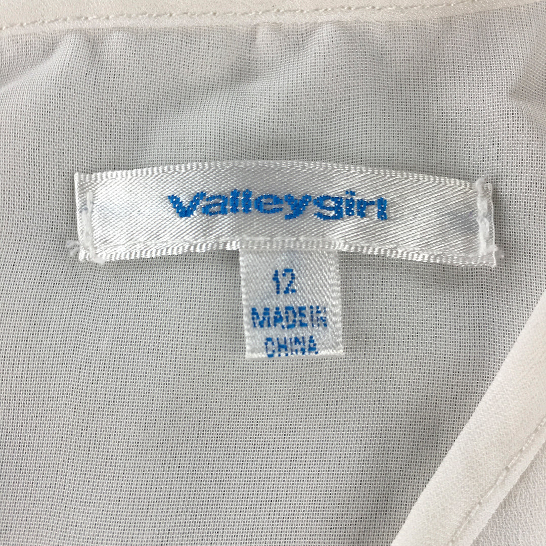 Valleygirl Womens Top Size 12 White Pleated Sleeveless Blouse