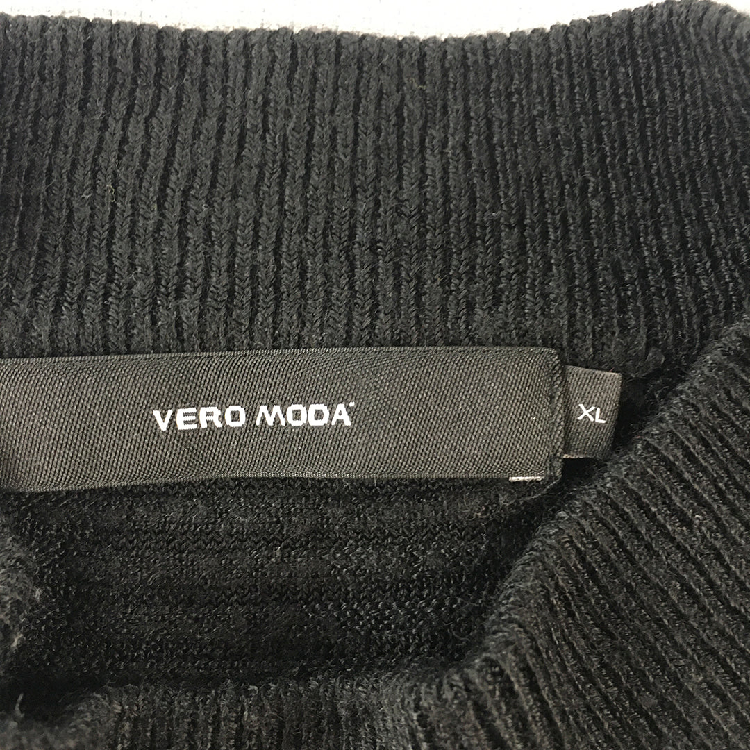 Vero Moda Womens Knit Sweater Size XL Black Mock Neck Jumper