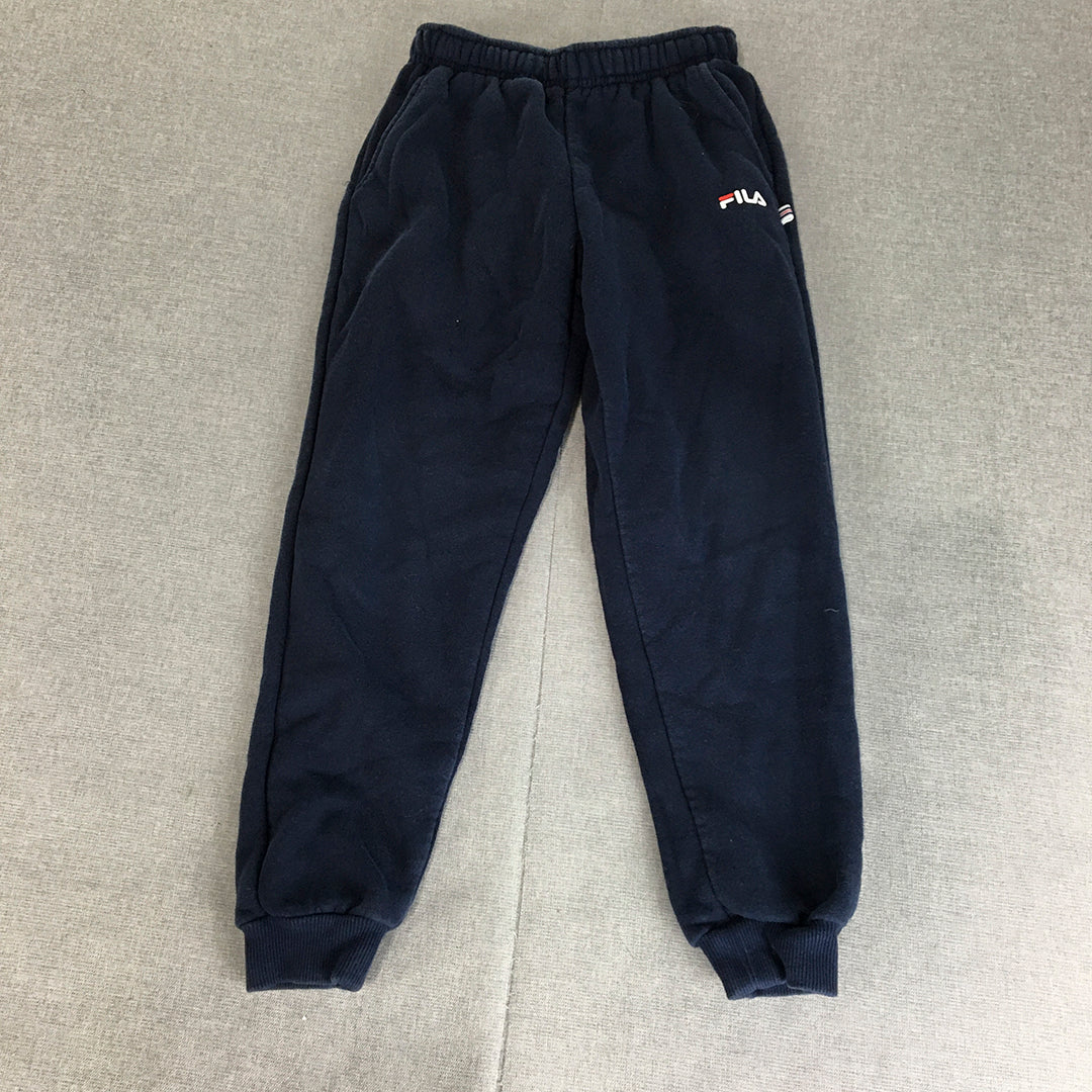 FILA Kids Boys Tracksuit Pants Size 6 Navy Blue Logo Elastic Waist Jogger