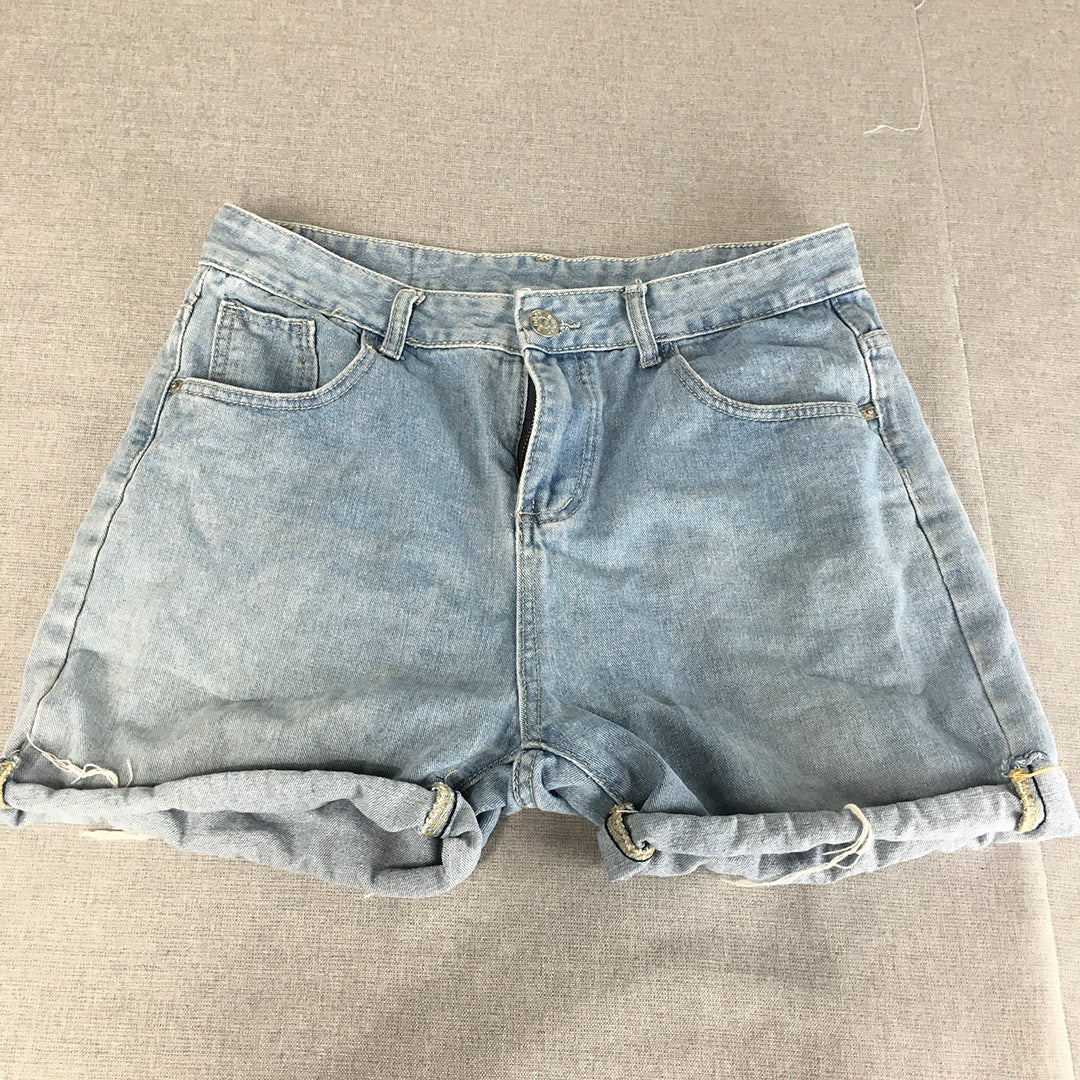 Fashion Jeans Womens Denim Shorts Size 32 Blue Light Wash Jorts