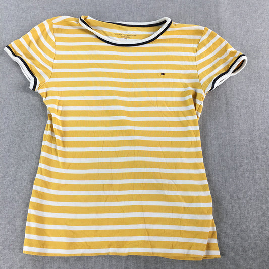 Tommy Hilfiger Womens T-Shirt Size L Yellow Logo Short Sleeve Top